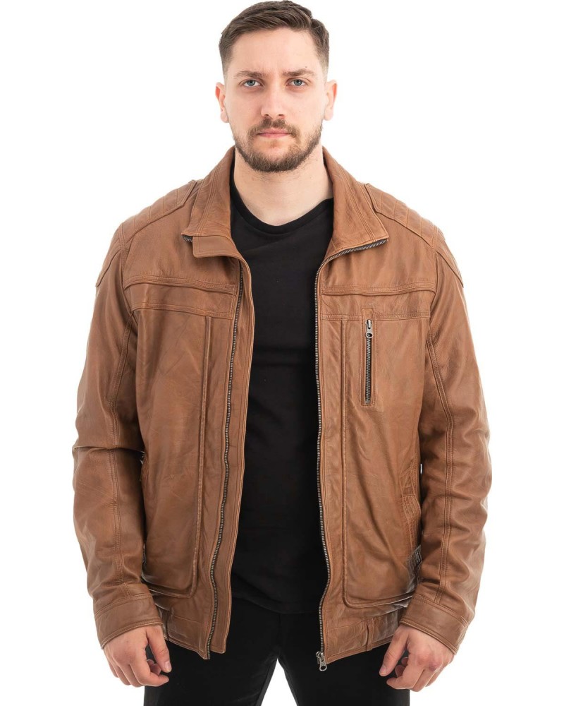  Γνήσιο Ανδρικό Δερμάτινο Μπουφάν - Z524