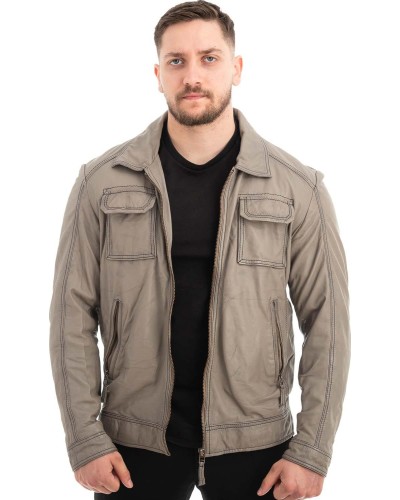  Γνήσιο Ανδρικό Δερμάτινο Μπουφάν - Z530