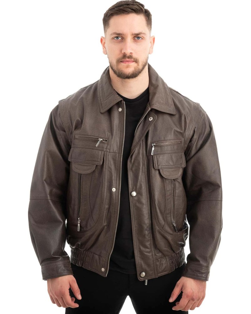  Γνήσιο Ανδρικό Δερμάτινο Μπουφάν - Z535