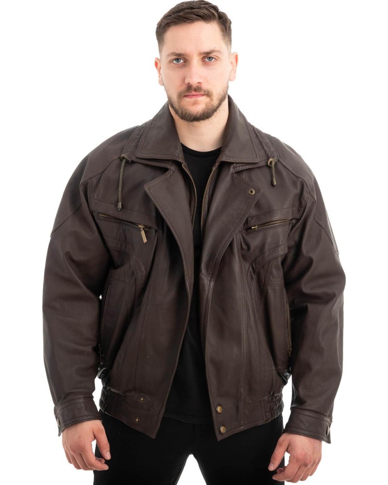  Γνήσιο Ανδρικό Δερμάτινο Μπουφάν - Z542