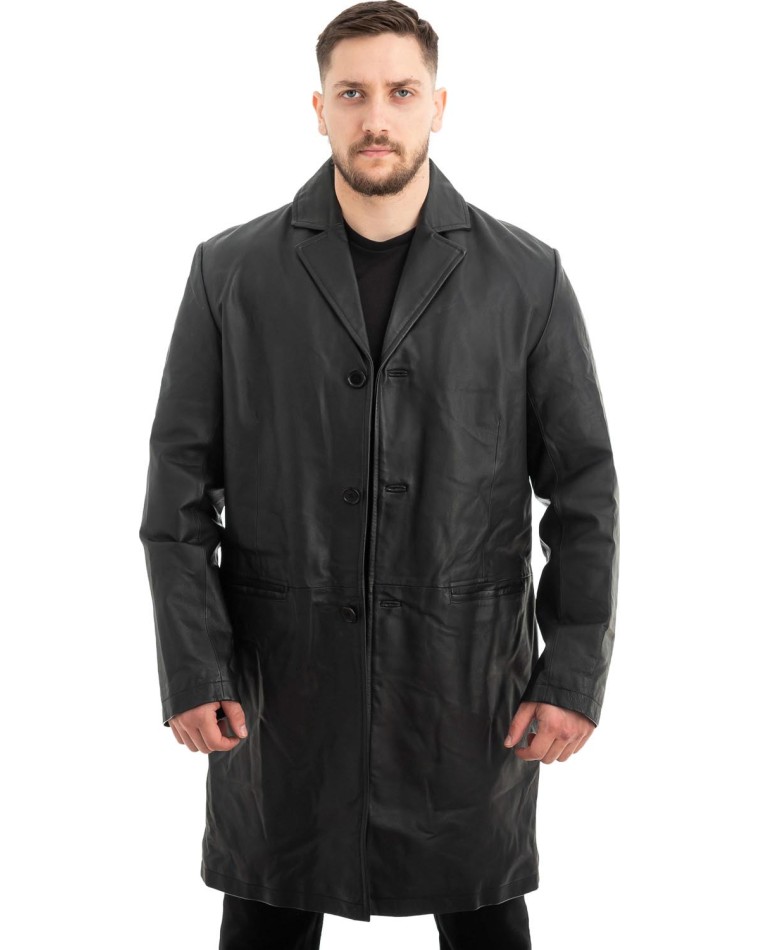 Γνήσιο Ανδρικό Δερμάτινο Παλτό - Z552