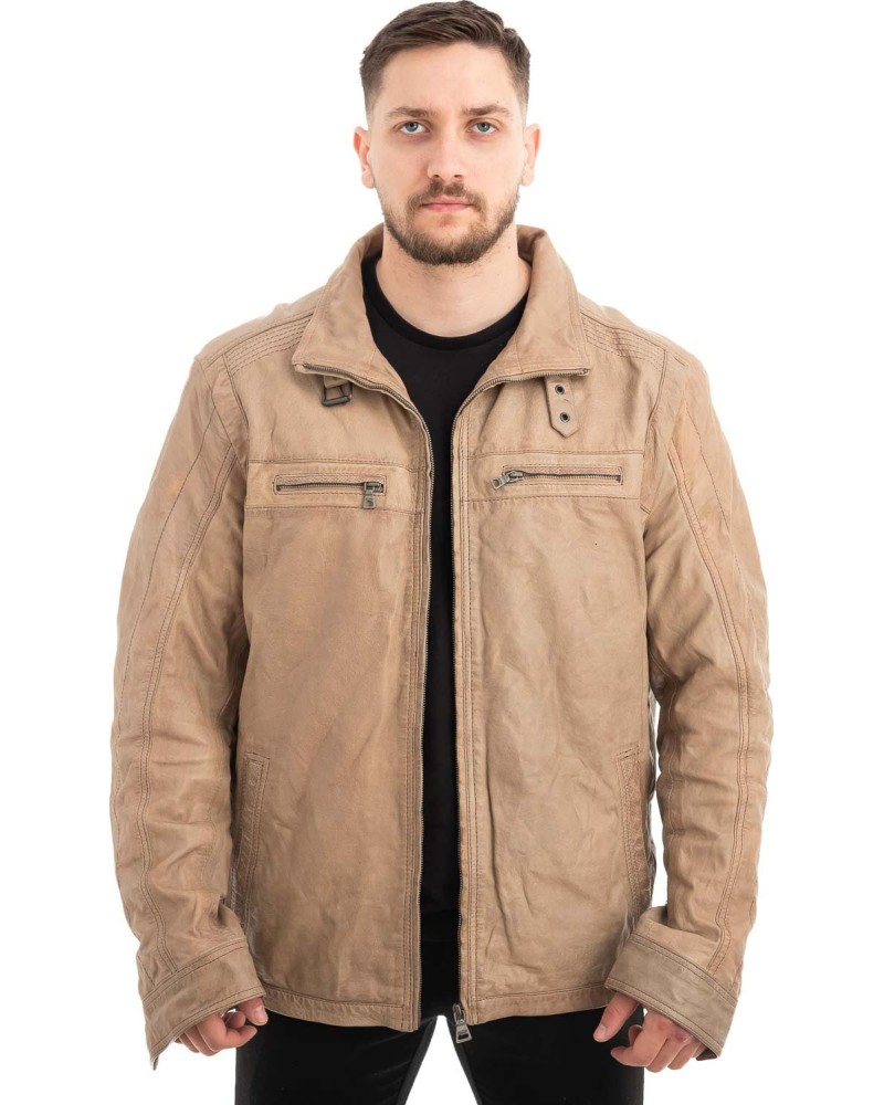  Γνήσιο Ανδρικό Δερμάτινο Μπουφάν - Z566