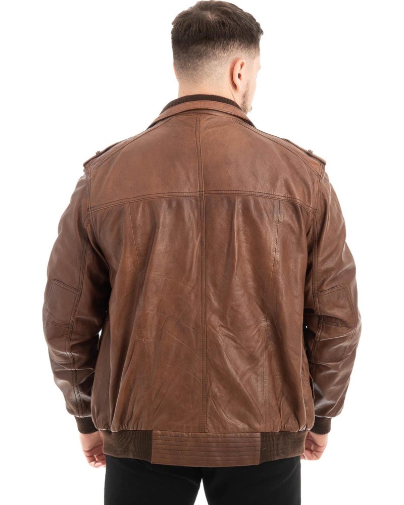  Γνήσιο Ανδρικό Δερμάτινο Μπουφάν - Z567