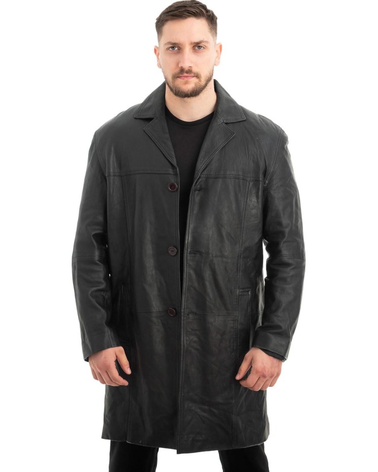 Γνήσιο Ανδρικό Δερμάτινο Παλτό - Z575