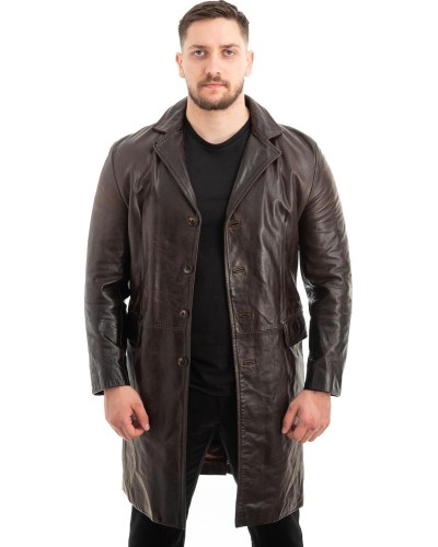 Γνήσιο Ανδρικό Δερμάτινο Παλτό - Z576