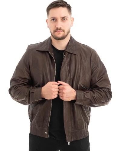  Γνήσιο Ανδρικό Δερμάτινο Μπουφάν - Z596
