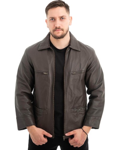  Γνήσιο Ανδρικό Δερμάτινο Μπουφάν - Z598