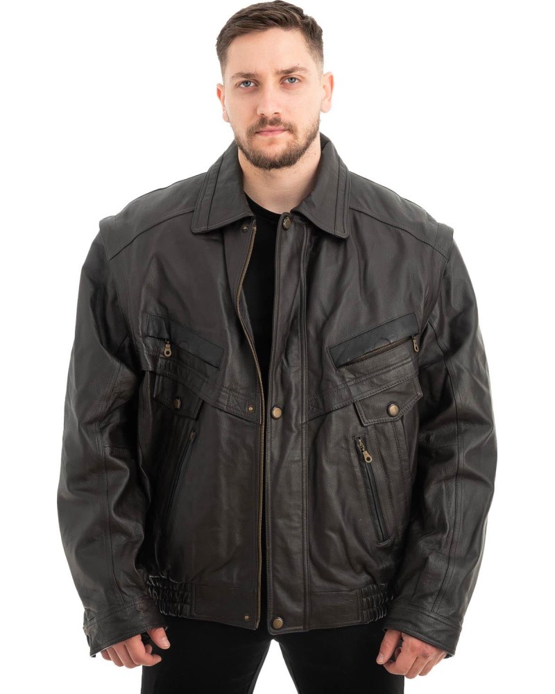  Γνήσιο Ανδρικό Δερμάτινο Μπουφάν - Z622