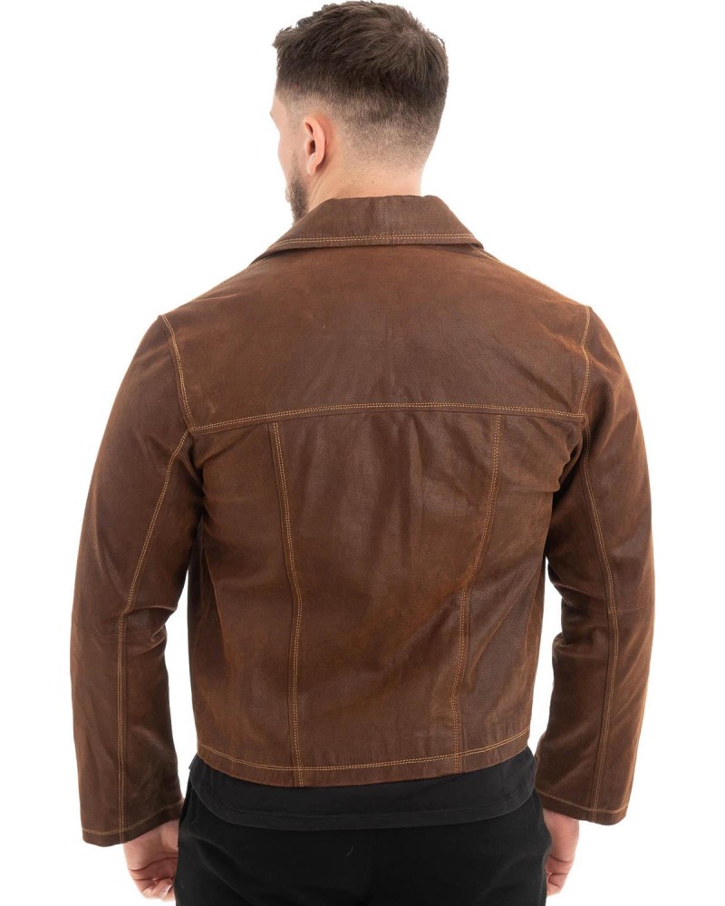  Γνήσιο Ανδρικό Δερμάτινο Μπουφάν - Z656