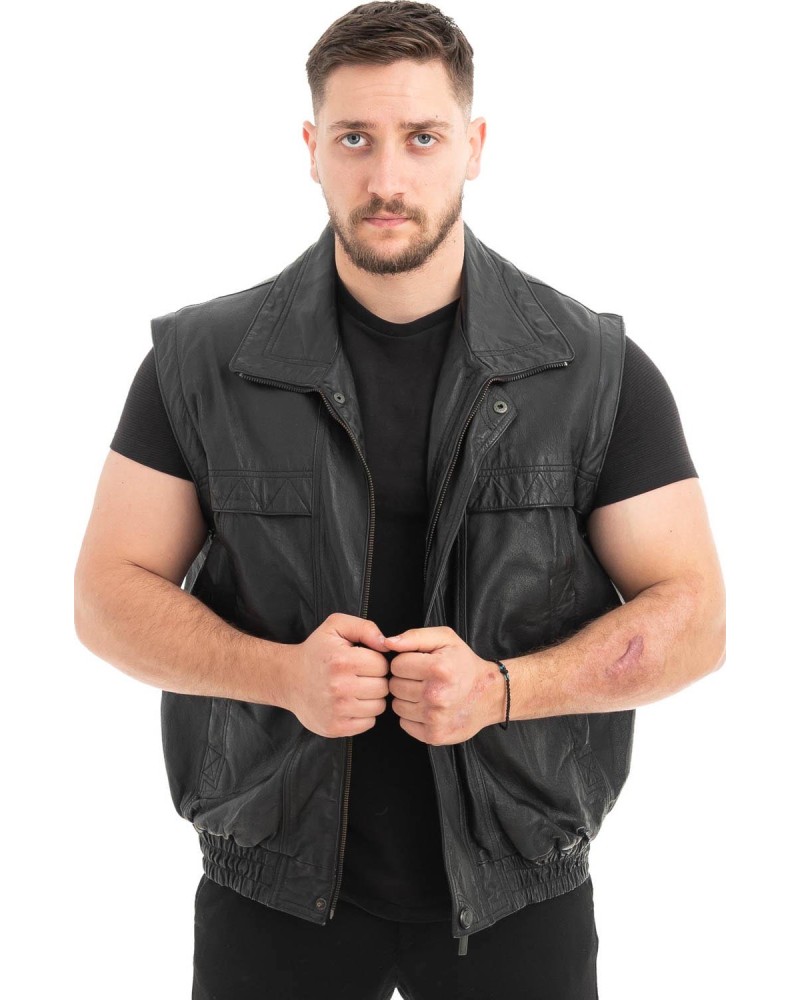Γνήσιο Ανδρικό Δερμάτινο Γιλέκο - Z661