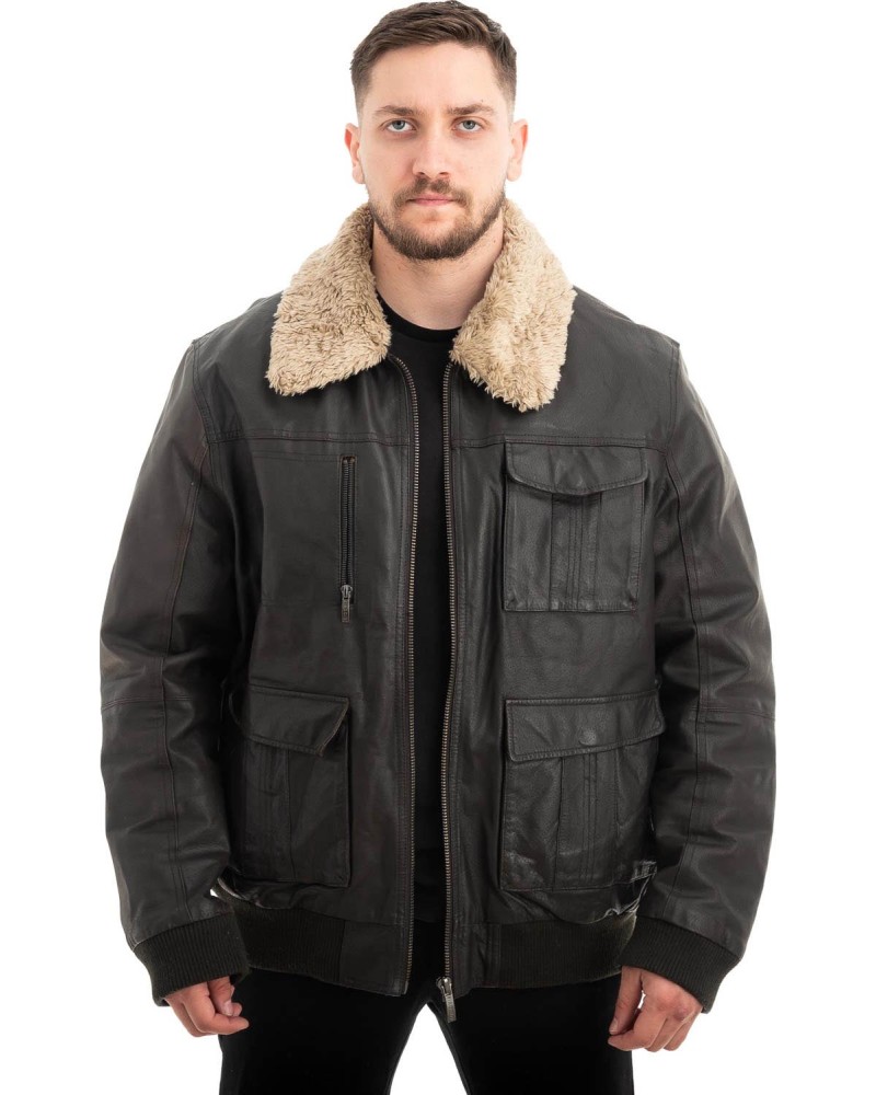  Γνήσιο Ανδρικό Δερμάτινο Μπουφάν - Z673