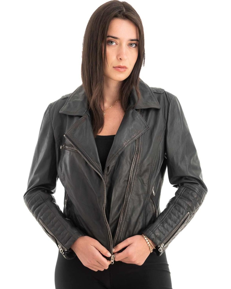 Γνήσιο Γυναικέιο Δερμάτινο Μπουφάν - Z699