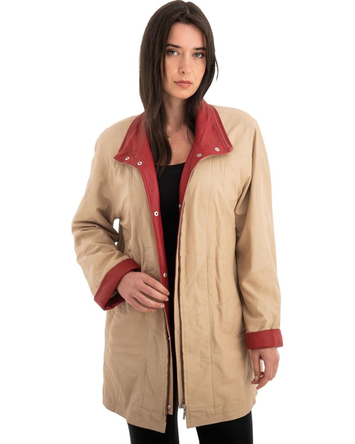 Γνήσιο Γυναικέιο Δερμάτινο Μπουφάν - Z703