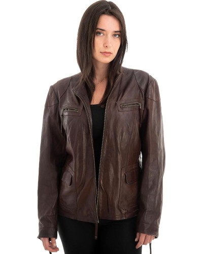 Γνήσιο Γυναικέιο Δερμάτινο Μπουφάν - Z705