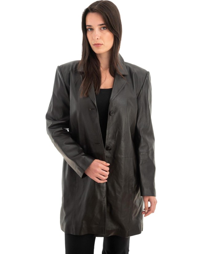 Γνήσιο Γυναικέιο Δερμάτινο Παλτό - Z726