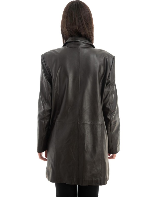 Γνήσιο Γυναικέιο Δερμάτινο Παλτό - Z726