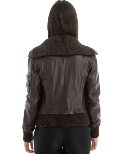 Γνήσιο Γυναικέιο Δερμάτινο Μπουφάν - Z728