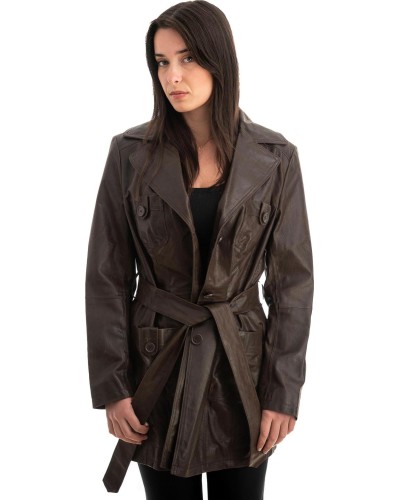 Γνήσιο Γυναικέιο Δερμάτινο Παλτό - Z730