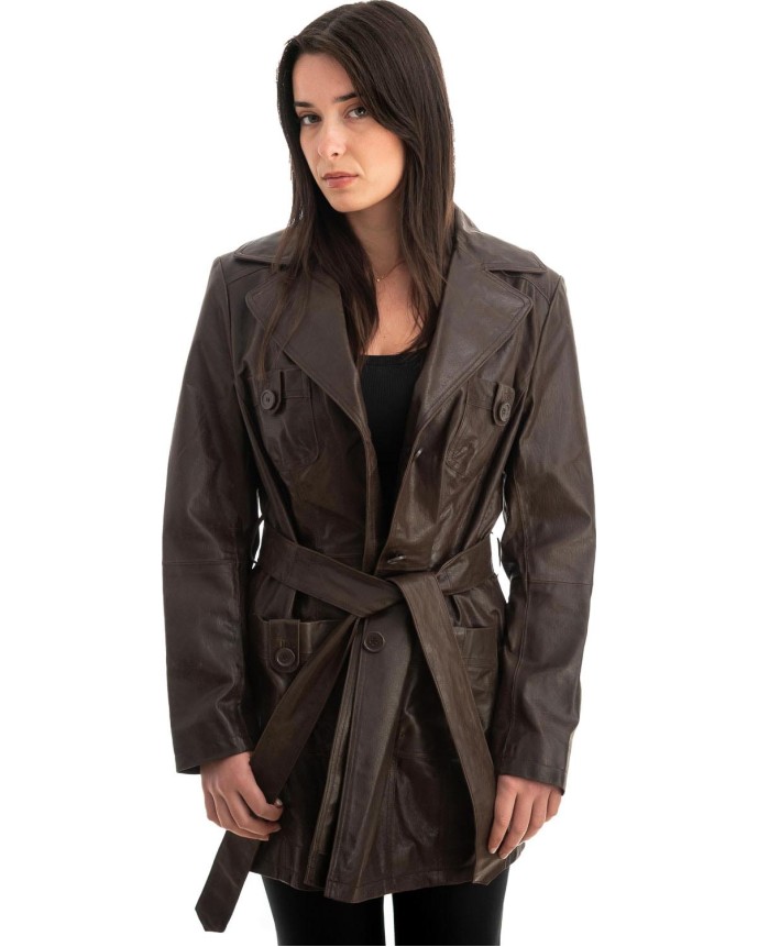 Γνήσιο Γυναικέιο Δερμάτινο Παλτό - Z730