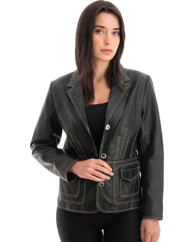 Γνήσιο Γυναικέιο Δερμάτινο Σακάκι - Z732