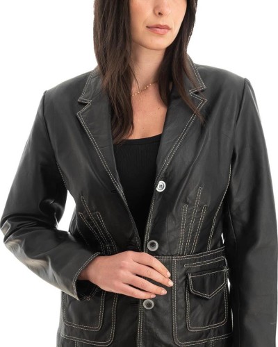Γνήσιο Γυναικέιο Δερμάτινο Σακάκι - Z732
