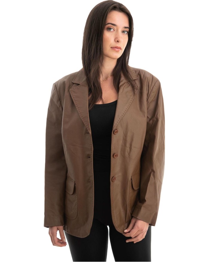 Γνήσιο Γυναικέιο Δερμάτινο Σακάκι - Z734