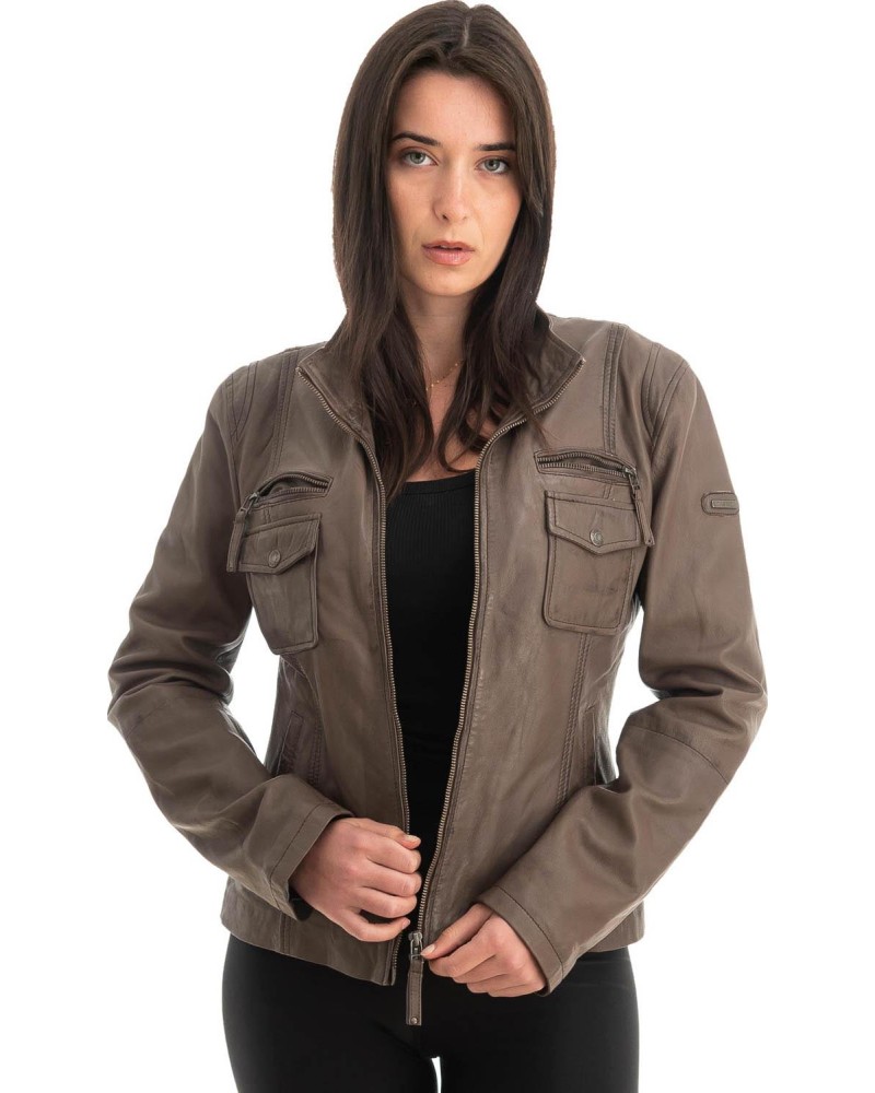 Γνήσιο Γυναικέιο Δερμάτινο Μπουφάν - Z740