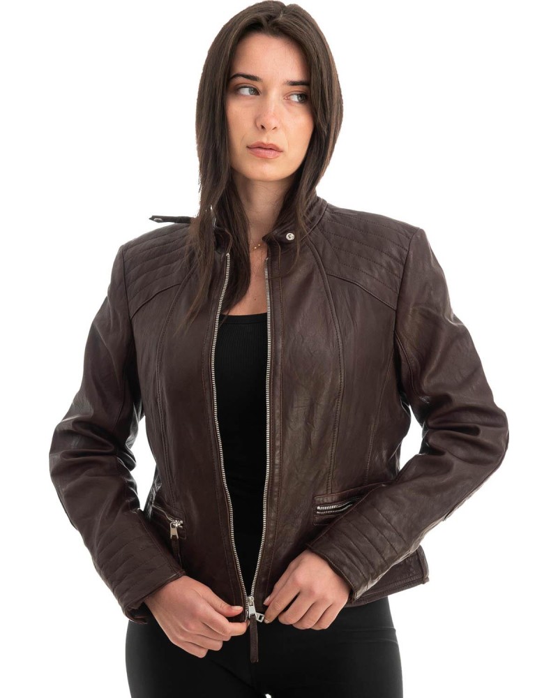 Γνήσιο Γυναικέιο Δερμάτινο Μπουφάν - Z743