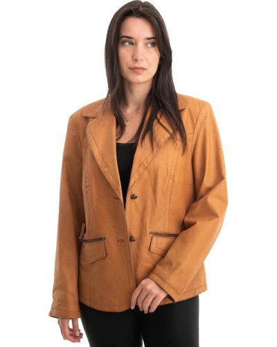 Γνήσιο Γυναικέιο Δερμάτινο Σακάκι - Z753