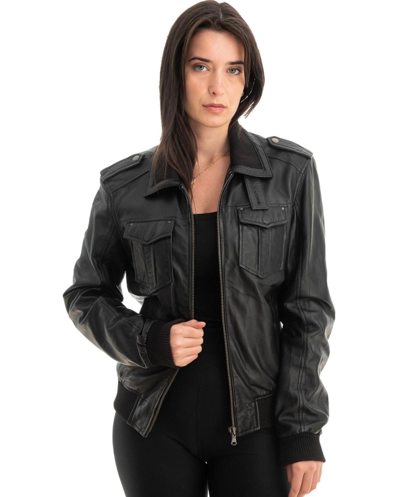 Γνήσιο Γυναικέιο Δερμάτινο Μπουφάν - Z759