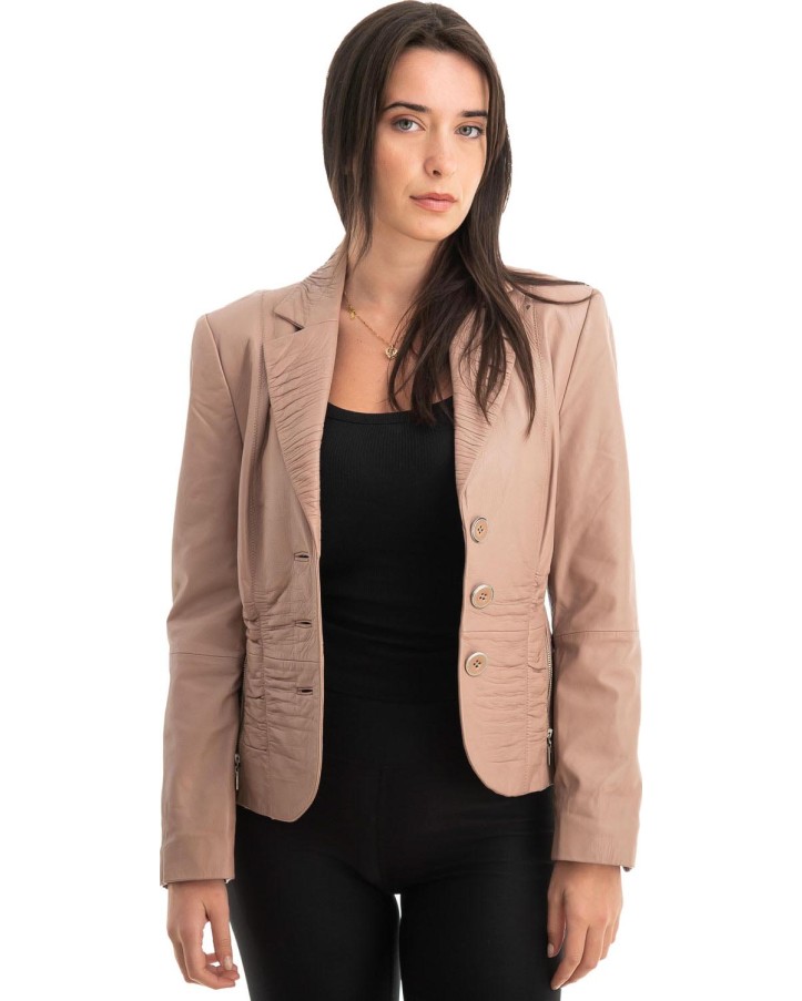 Γνήσιο Γυναικέιο Δερμάτινο Σακάκι - Z762