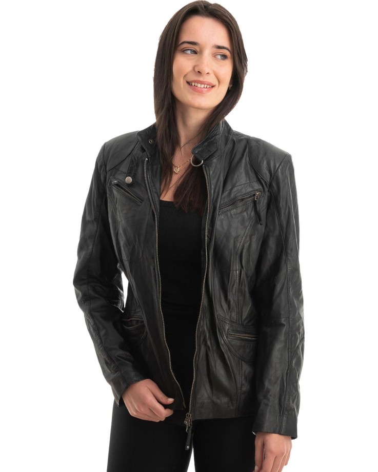 Γνήσιο Γυναικέιο Δερμάτινο Μπουφάν - Z771