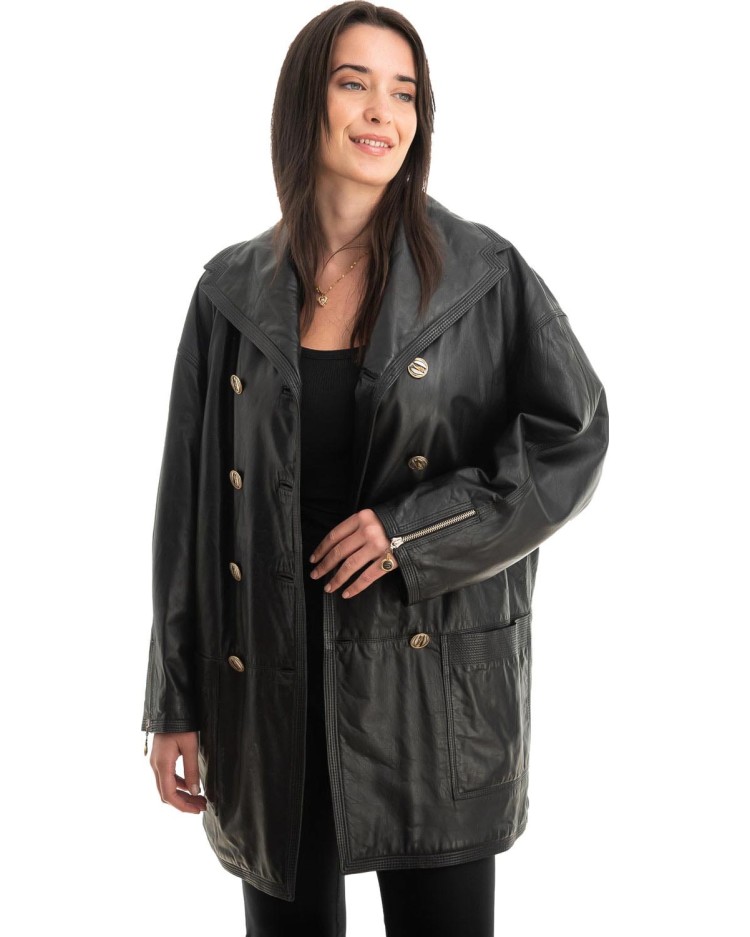 Γνήσιο Γυναικέιο Δερμάτινο Παλτό - Z772