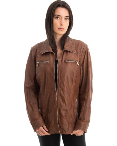 Γνήσιο Γυναικέιο Δερμάτινο Μπουφάν - Z787