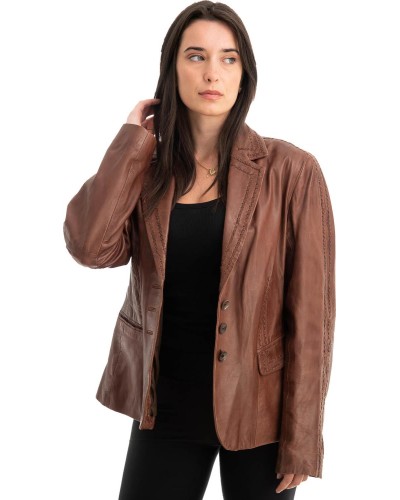 Γνήσιο Γυναικέιο Δερμάτινο Σακάκι - Z789