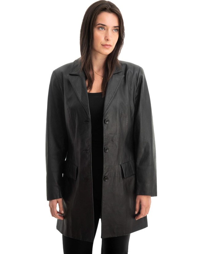 Γνήσιο Γυναικέιο Δερμάτινο Παλτό - Z793