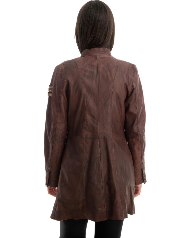 Γνήσιο Γυναικέιο Δερμάτινο Παλτό - Z800