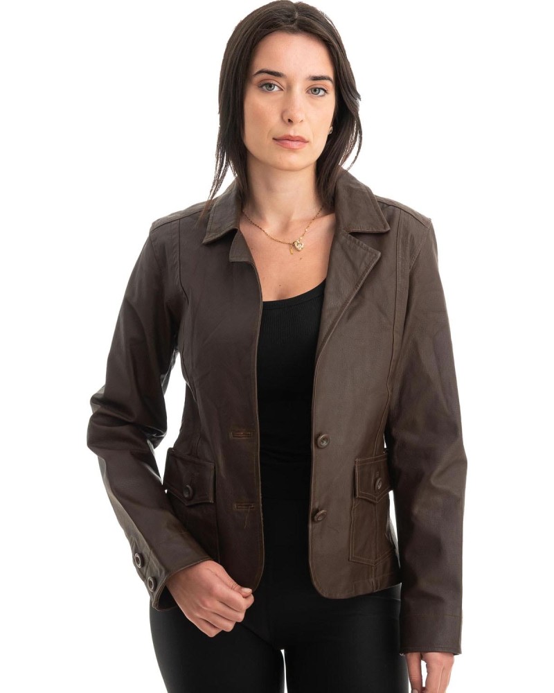 Γνήσιο Γυναικέιο Δερμάτινο Σακάκι - Z801