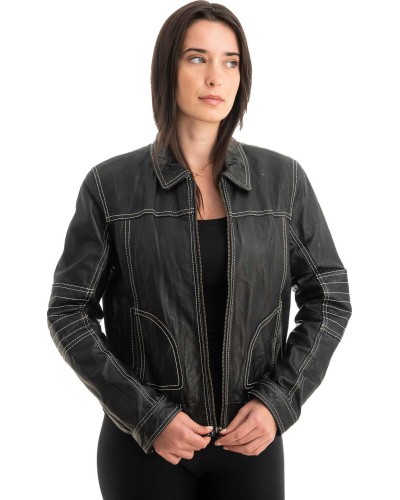 Γνήσιο Γυναικέιο Δερμάτινο Μπουφάν - Z807