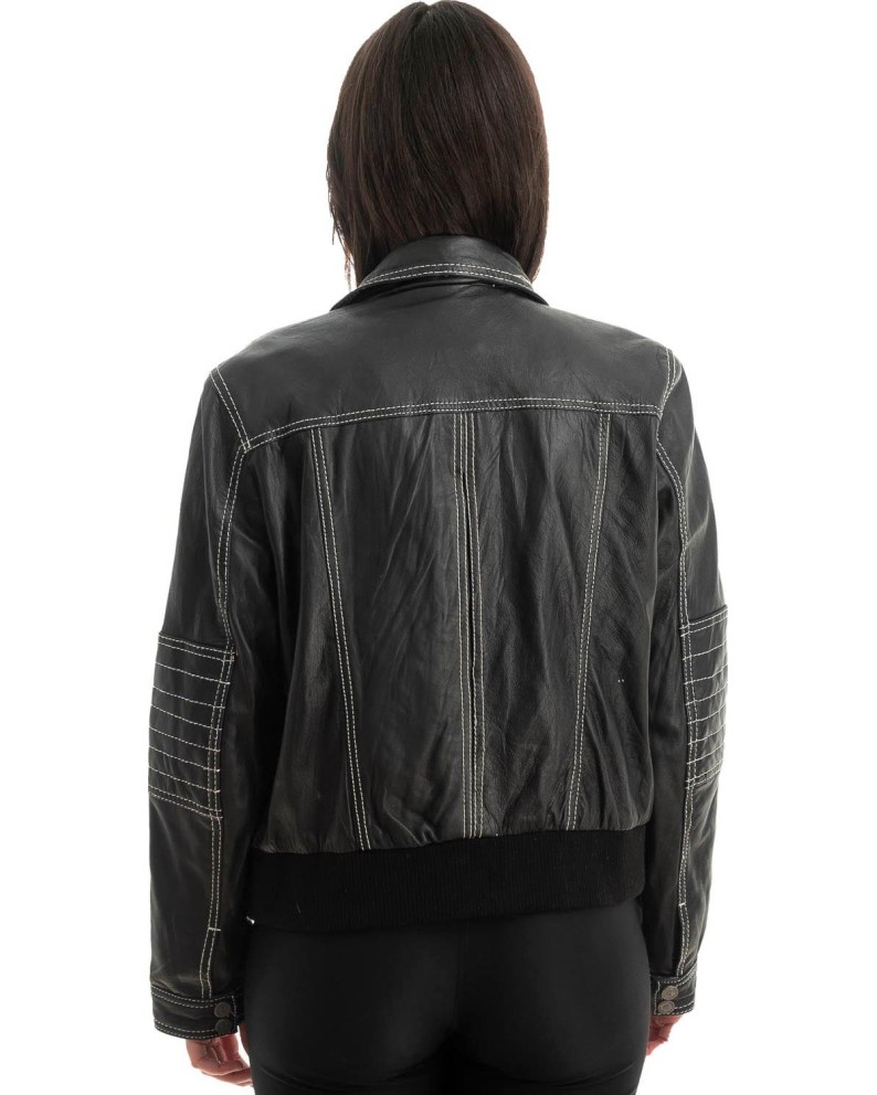 Γνήσιο Γυναικέιο Δερμάτινο Μπουφάν - Z807