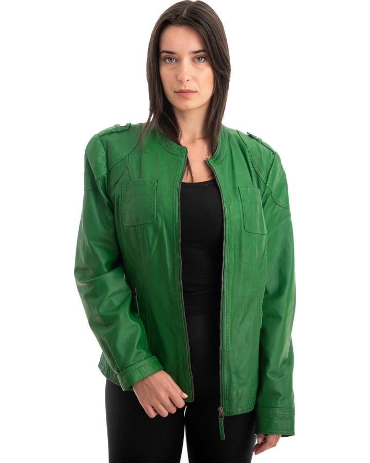 Γνήσιο Γυναικέιο Δερμάτινο Μπουφάν - Z808