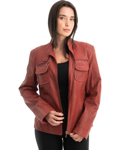 Γνήσιο Γυναικέιο Δερμάτινο Μπουφάν - Z821