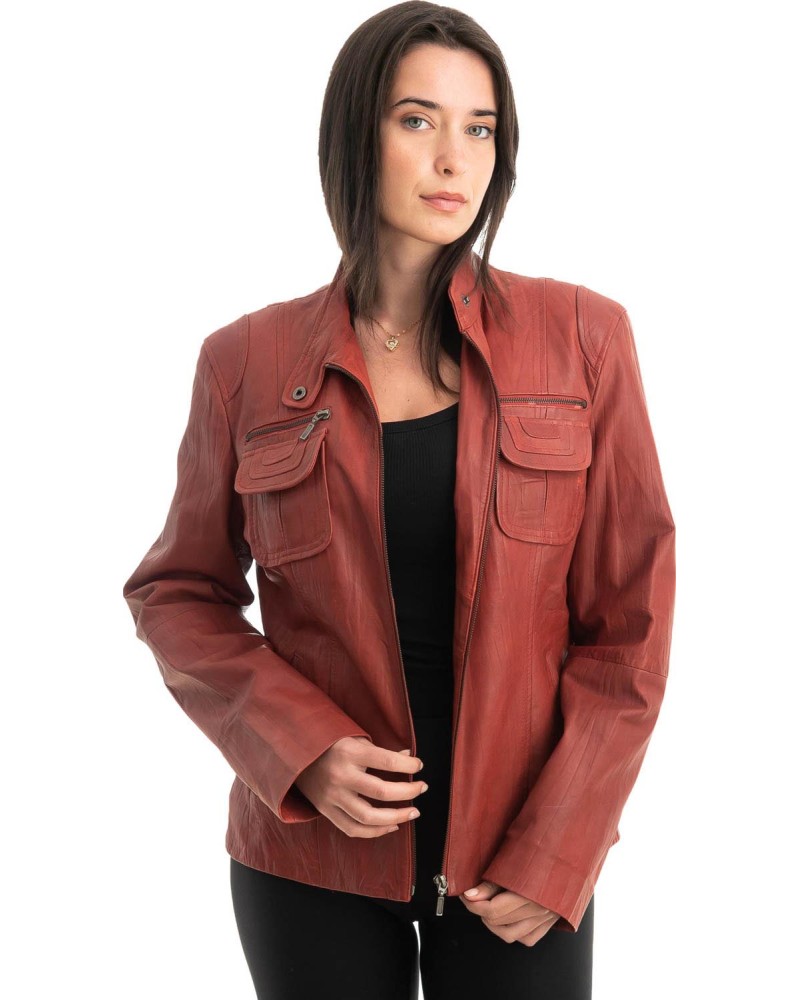 Γνήσιο Γυναικέιο Δερμάτινο Μπουφάν - Z821