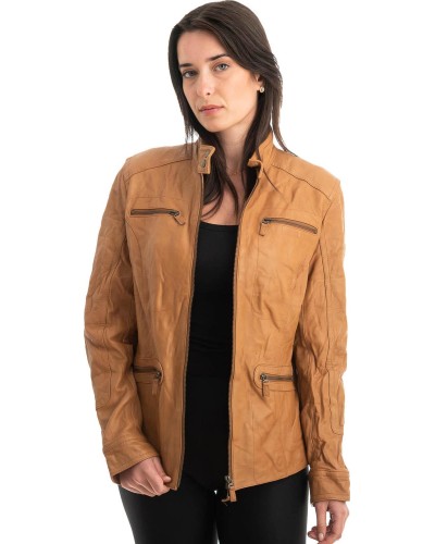 Γνήσιο Γυναικέιο Δερμάτινο Μπουφάν - Z838