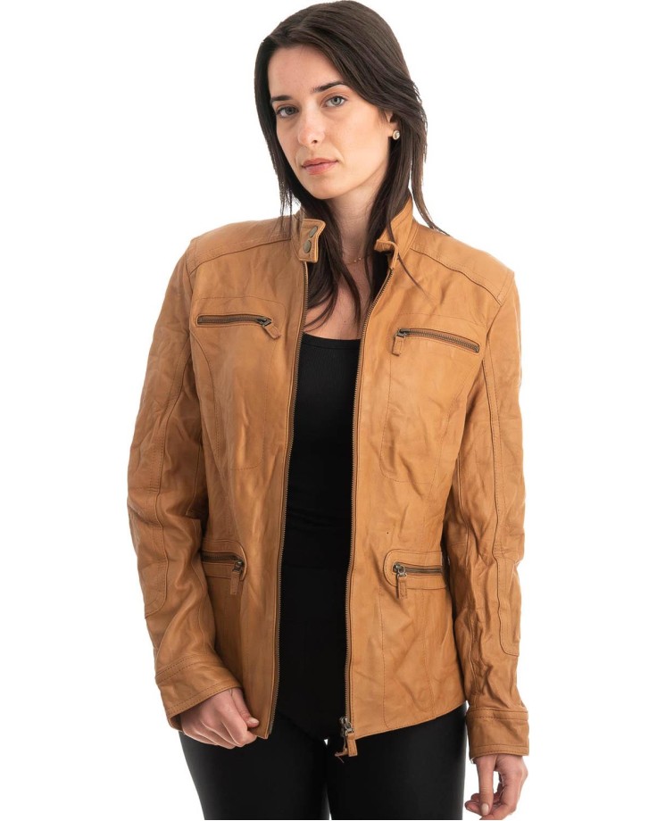 Γνήσιο Γυναικέιο Δερμάτινο Μπουφάν - Z838