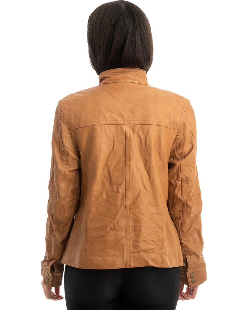 Γνήσιο Γυναικέιο Δερμάτινο Μπουφάν - Z838