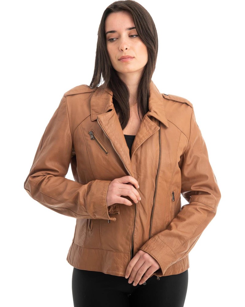 Γνήσιο Γυναικέιο Δερμάτινο Μπουφάν - Z841