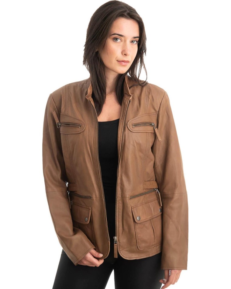 Γνήσιο Γυναικέιο Δερμάτινο Μπουφάν - Z847