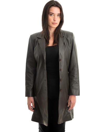 Γνήσιο Γυναικέιο Δερμάτινο Παλτό - Z855