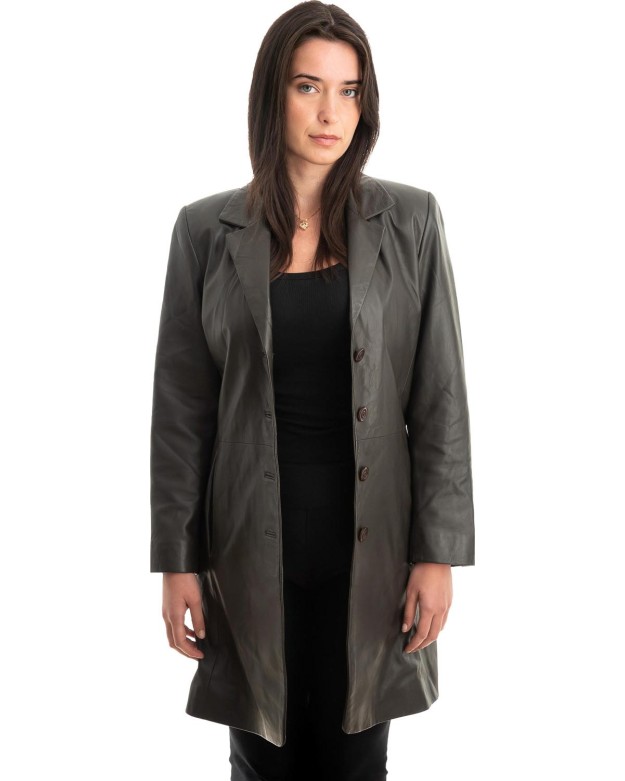 Γνήσιο Γυναικέιο Δερμάτινο Παλτό - Z855